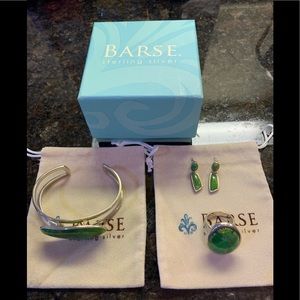 Barse silver green turquoise bracelet/ring/ear